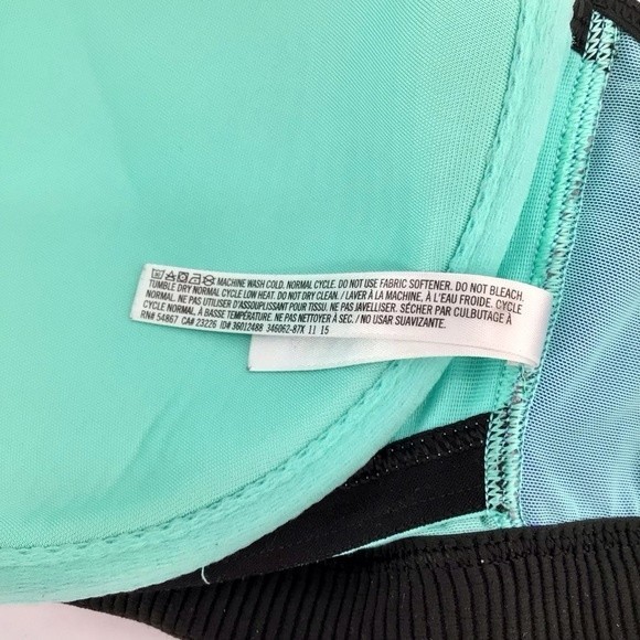 VSX Sport Victoria's Secret Bra Blue Black Green Colorblock Front Zip Size 36C - Picture 11 of 15
